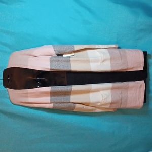 SO. Women's Blush Stripe Open Front Cardigan Sweater. Size L